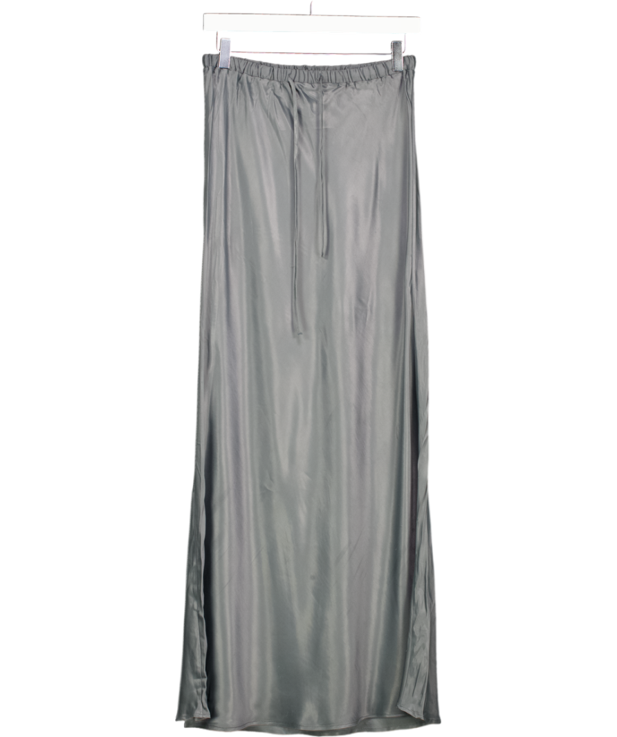 Topshop Grey Drawstring Satin Bias Maxi Skirt UK 10