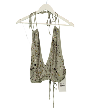 Jaded London Grey Xtal Studded Backless Plunge Top UK 8