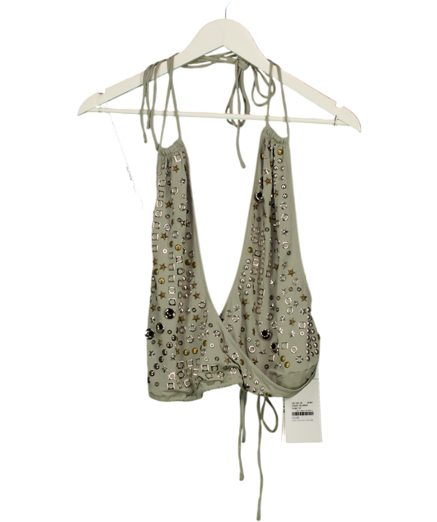 Jaded London Grey Xtal Studded Backless Plunge Top UK 8