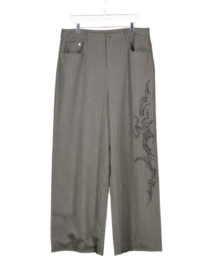 JADED LONDON Grey Tattoo Pinstripe Goliath Suit Trousers W34