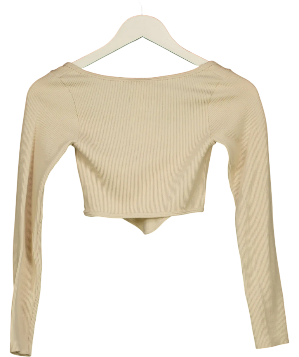 ZARA Beige Seamless Ribbed Crop Top UK XS/S
