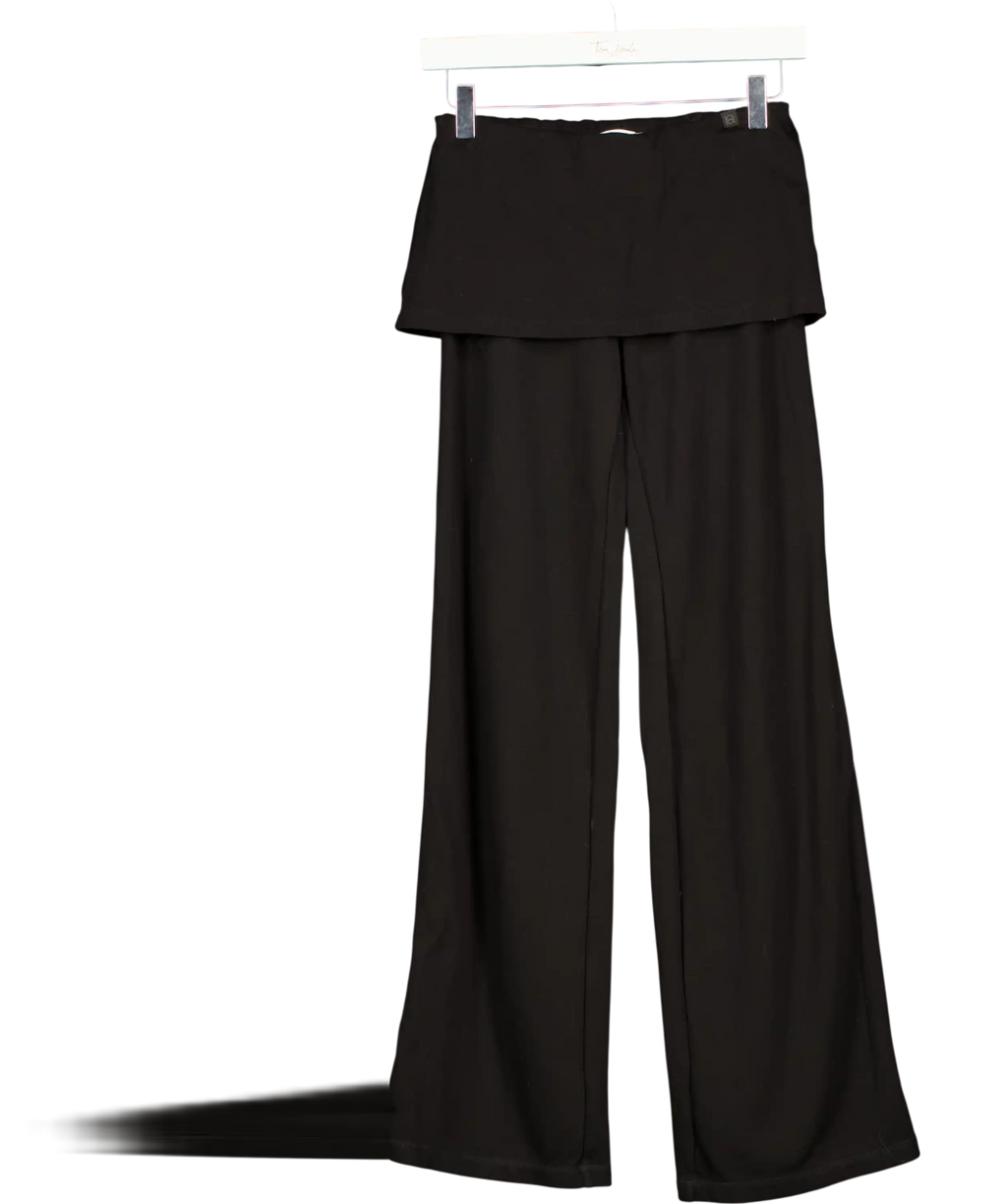 Ra everyday Black Layered Waist Cropped Flared Pants UK S