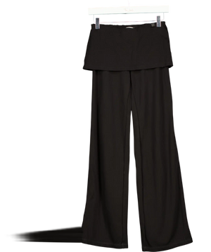 Ra everyday Black Layered Waist Cropped Flared Pants UK S