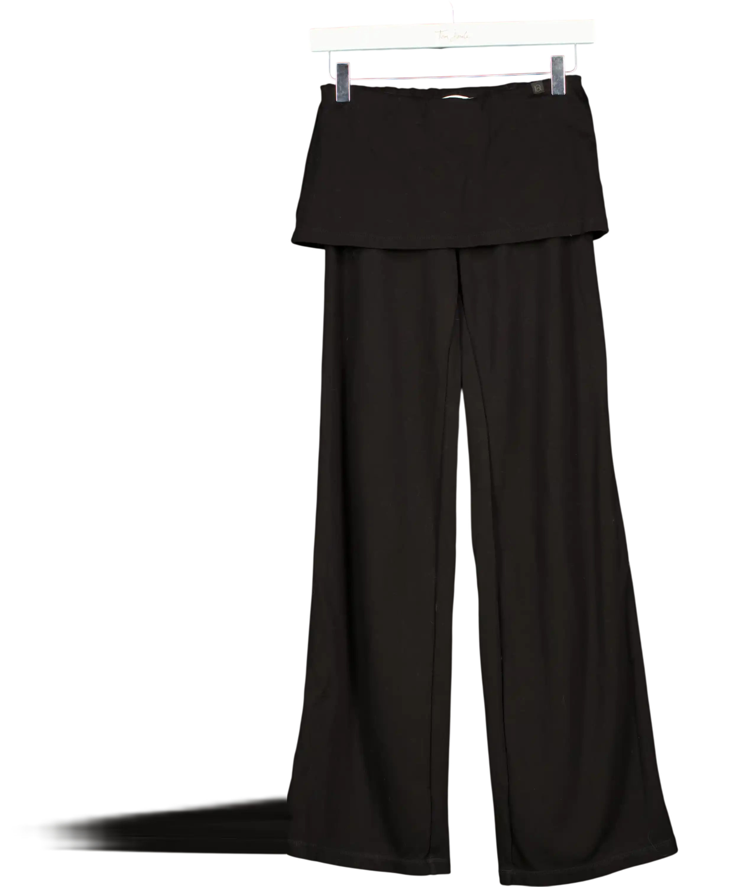 Ra everyday Black Layered Waist Cropped Flared Pants UK S