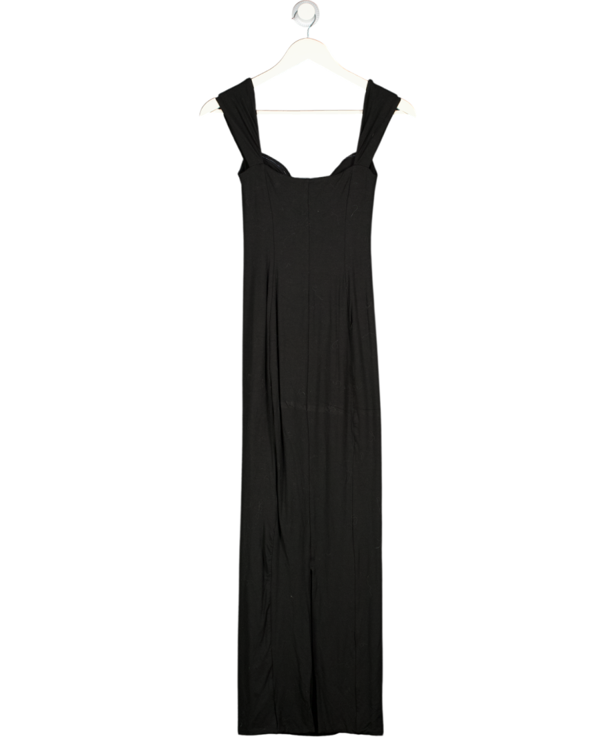 OH POLLY Black Sweetheart Neckline Double Layer Jersey Maxi Dress UK 8