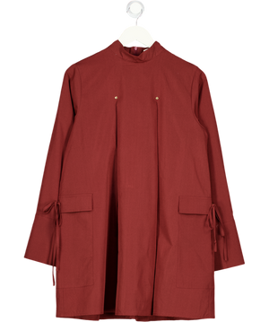 GHOSPELL Burgundy Red Suvi Long Sleeve Mini Dress UK S