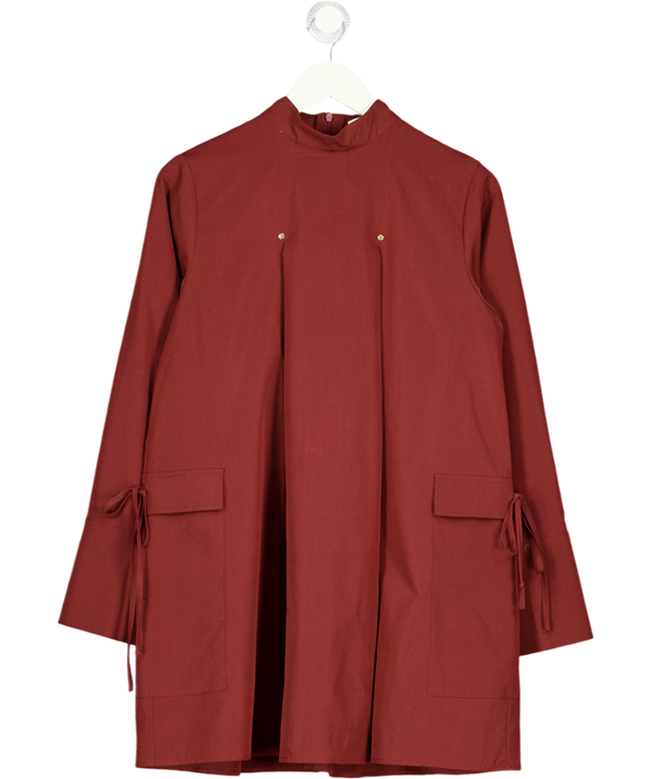 GHOSPELL Burgundy Red Suvi Long Sleeve Mini Dress UK S