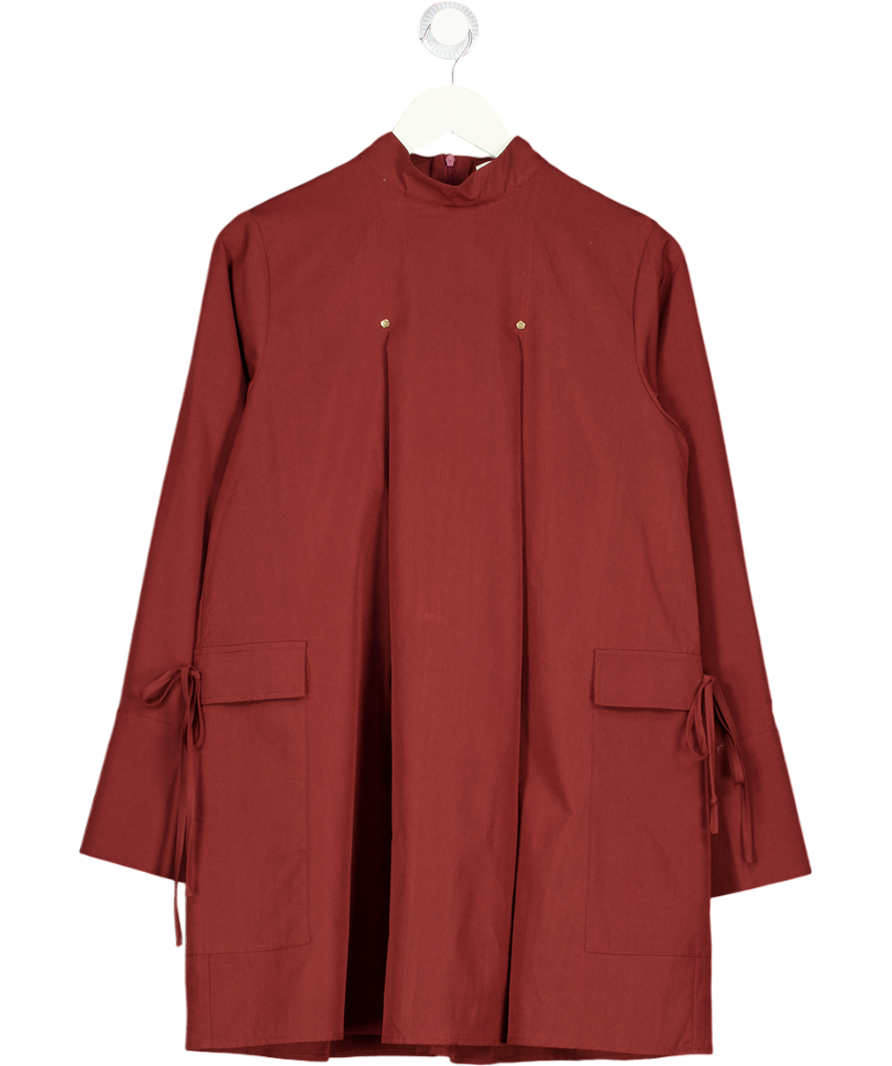 GHOSPELL Burgundy Red Suvi Long Sleeve Mini Dress UK S