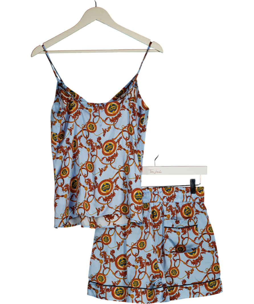 Holland Cooper Blue Silk Pyjama Shorts And Cami Set UK XS