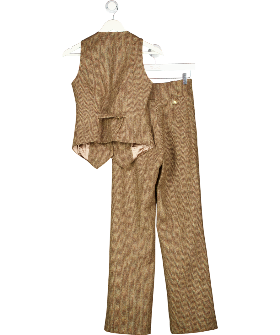 HOLLAND COOPER Brown 2-piece High Waisted Wide Leg Trouser  & Waistcoat Suit UK 6