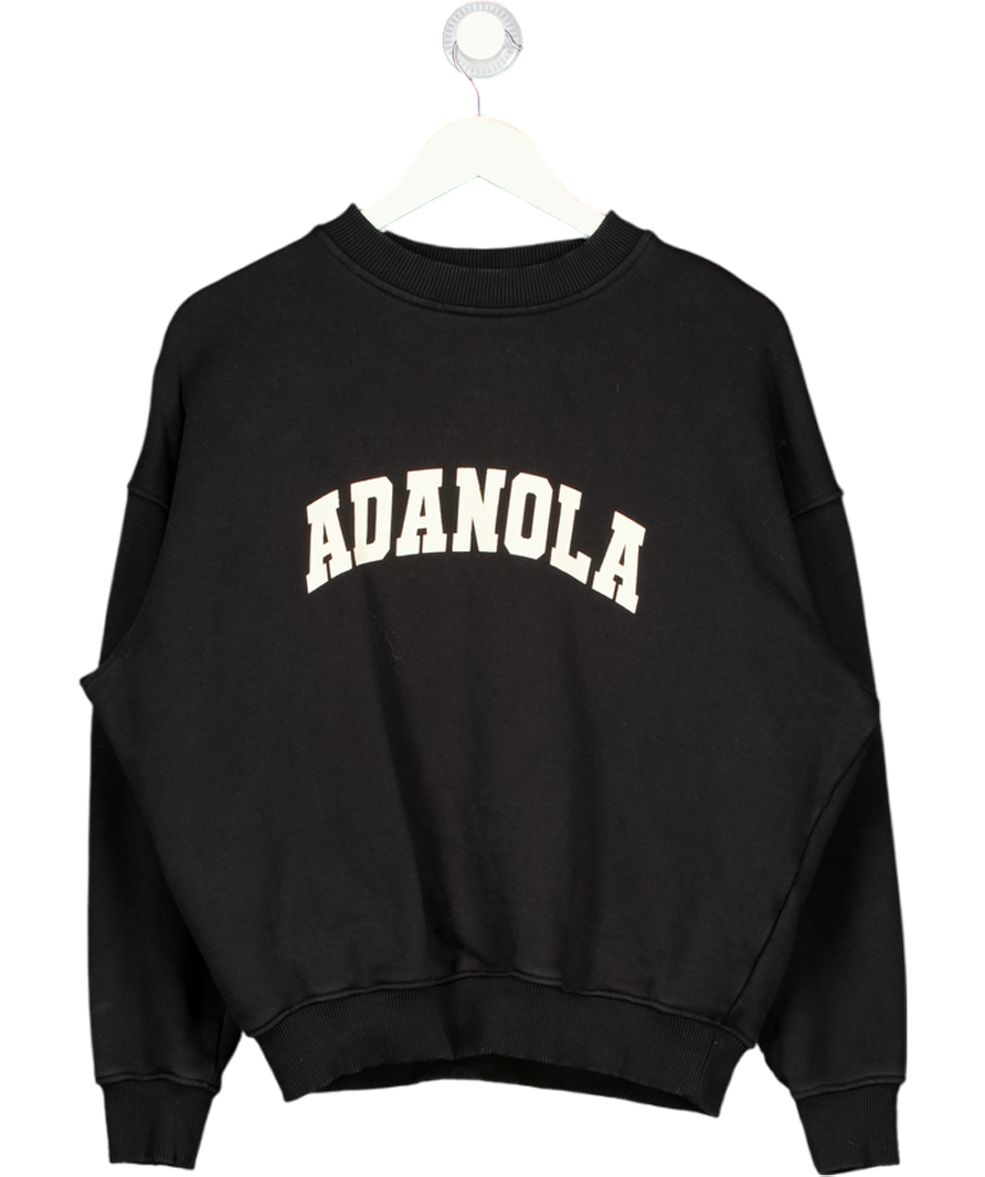 ADANOLA Black Varsity Oversized Cotton Sweatshirt UK XS