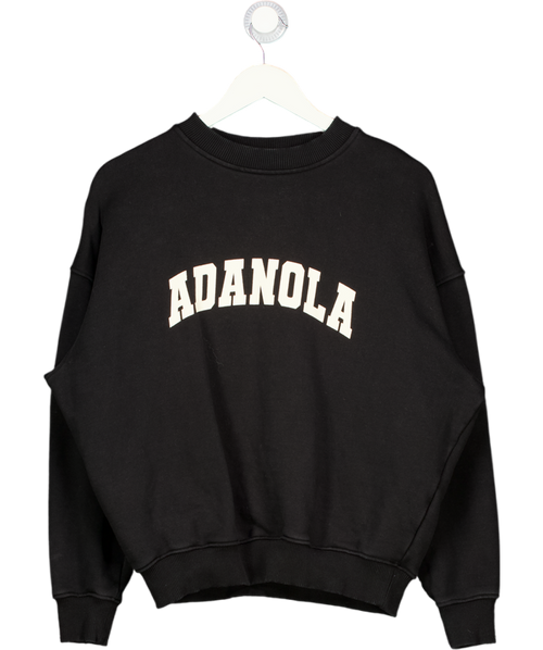 ADANOLA Black Varsity Oversized Cotton Sweatshirt UK XS