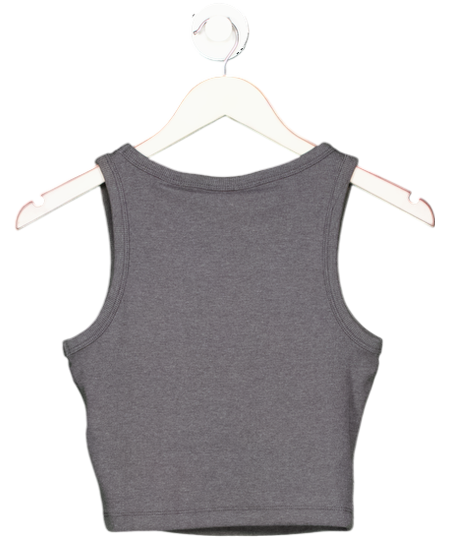 JJXX Fallon Ribbed Cropped Vest In Dark Grey UK XS