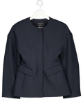 ASOS Blue Collarless Cinch Waist Blazer In Navy UK 8