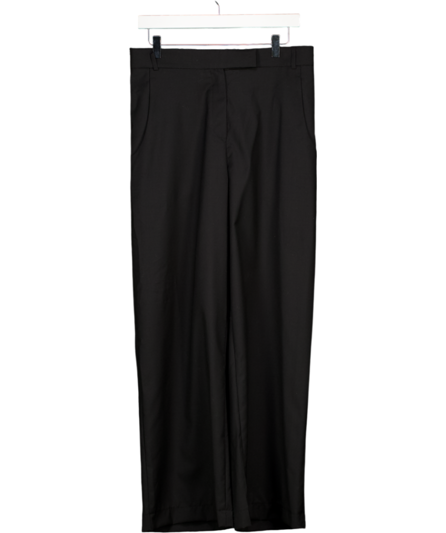 PERVERT.PRO Black 100% Fine Wool Straight Wide Trousers UK M