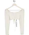 AYM STUDIOS White Laced Back Long Sleeve Crop Top UK M