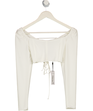 AYM STUDIOS White Laced Back Long Sleeve Crop Top UK M
