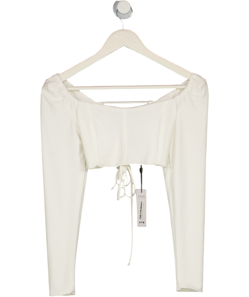 AYM STUDIOS White Laced Back Long Sleeve Crop Top UK M