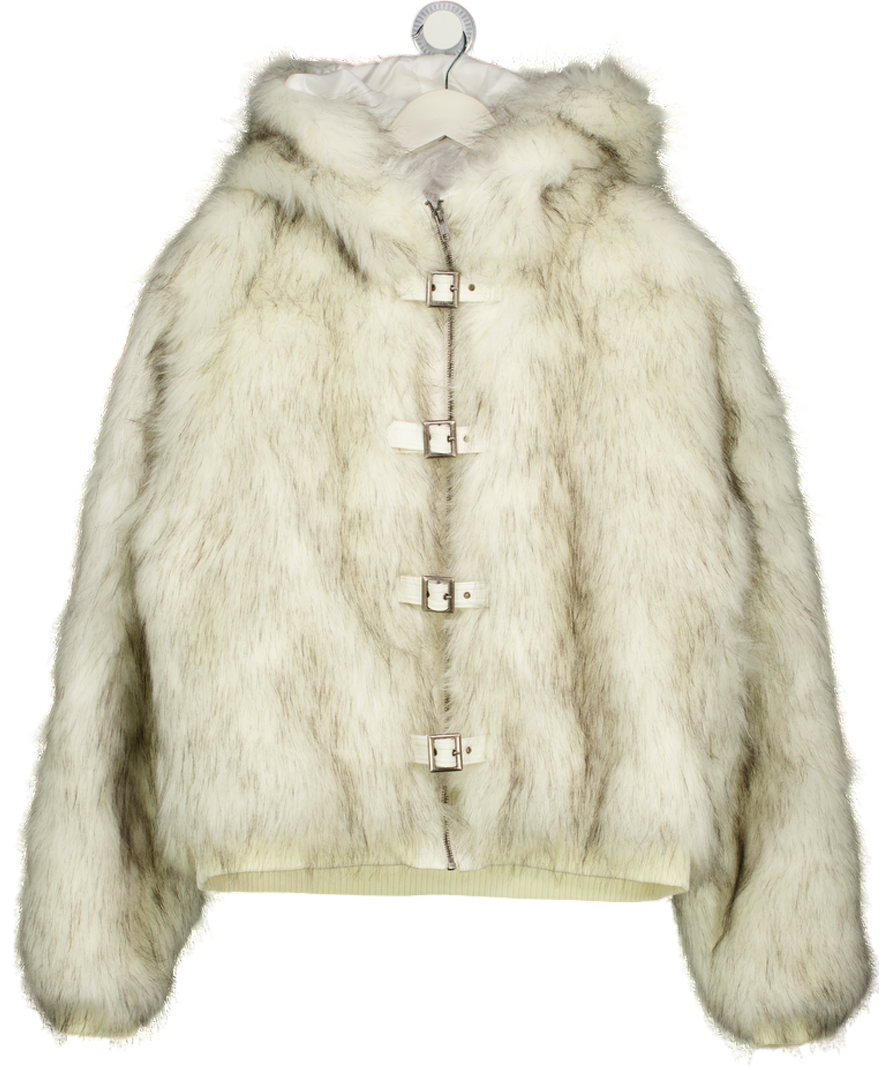 JADED LONDON Cream Mendoza Faux Fur Jacket - Winter Jacket - Off-white UK L