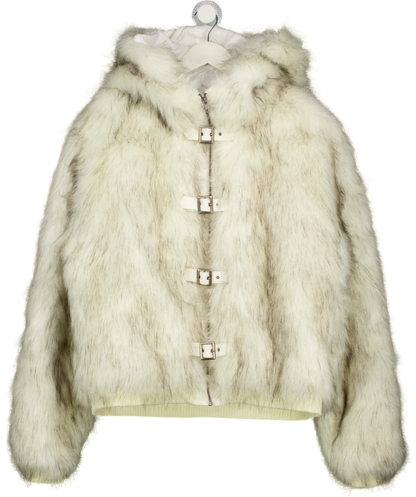 JADED LONDON Cream Mendoza Faux Fur Jacket - Winter Jacket - Off-white UK L