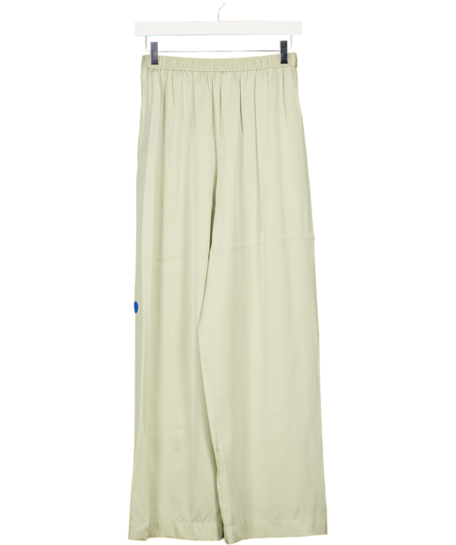 GOELIA Light Green Stretch Silk Pleat Front Trouser UK 6