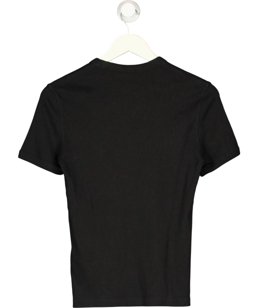 cos Black Slim Cotton Raglan T-shirt UK XS