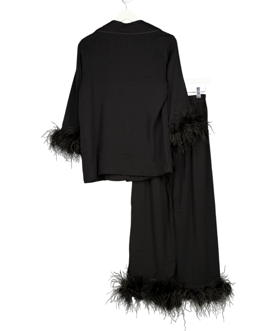 Sleeper Detachable Feather Party Pyjama Set In Black UK XS