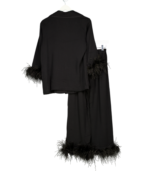 Sleeper Detachable Feather Party Pyjama Set In Black UK XS