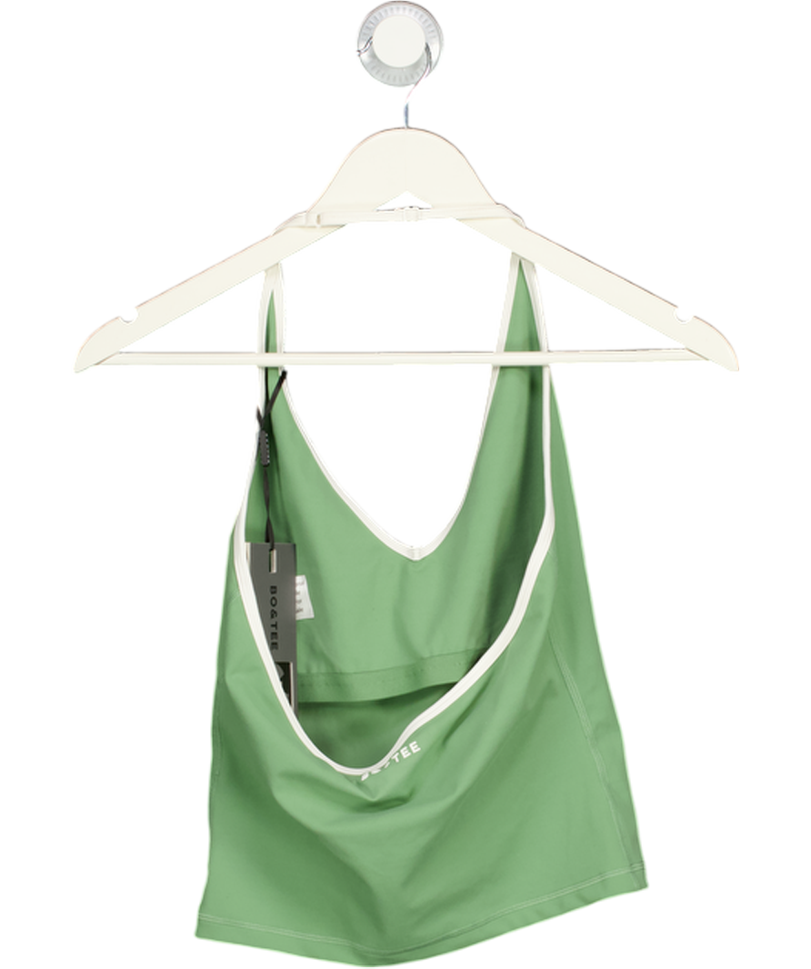 Bo + Tee Green Define Luxe Halterneck Tank Top UK M