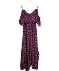 MISA Los Angeles Dark Purple Floral Cold Shoulder Dress UK XS