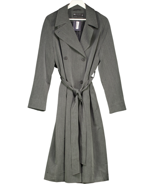 ASOS Grey Longline Trench Coat In Charcoal UK 10