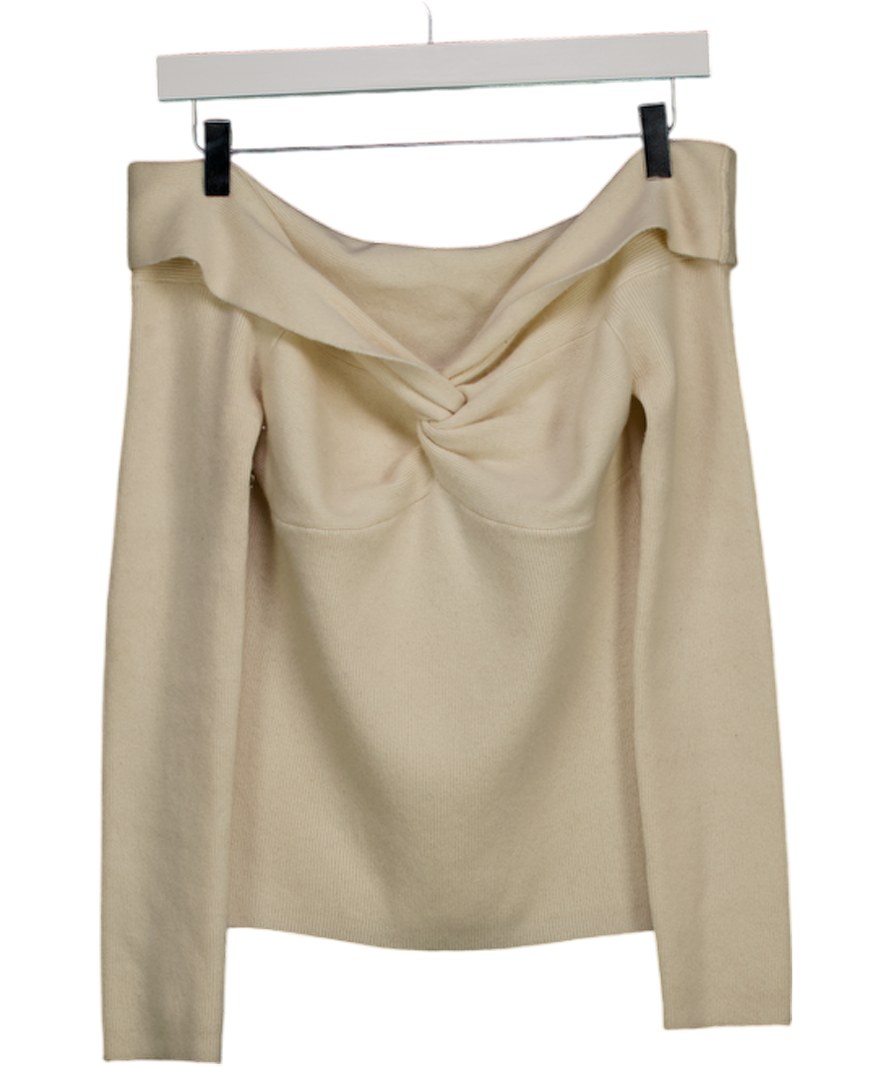 ALMADA LABEL Cream Merino / Cashmere Blend Off The Shoulder Knit Top UK M