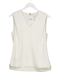 Ted Baker Ivory White Sleeve Crepe V-neck Top UK 10