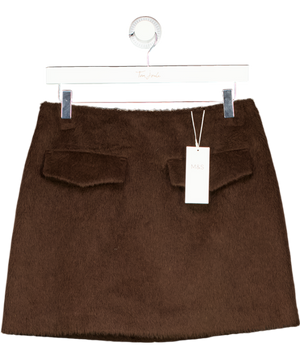 M&S Brown Brushed Mini A-line Skirt With Wool UK 10