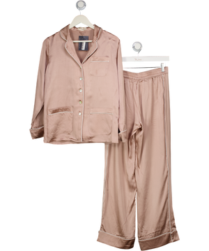 Olivia von Halle Coco Oyster Pink Silk-satin Pyjama Set UK S