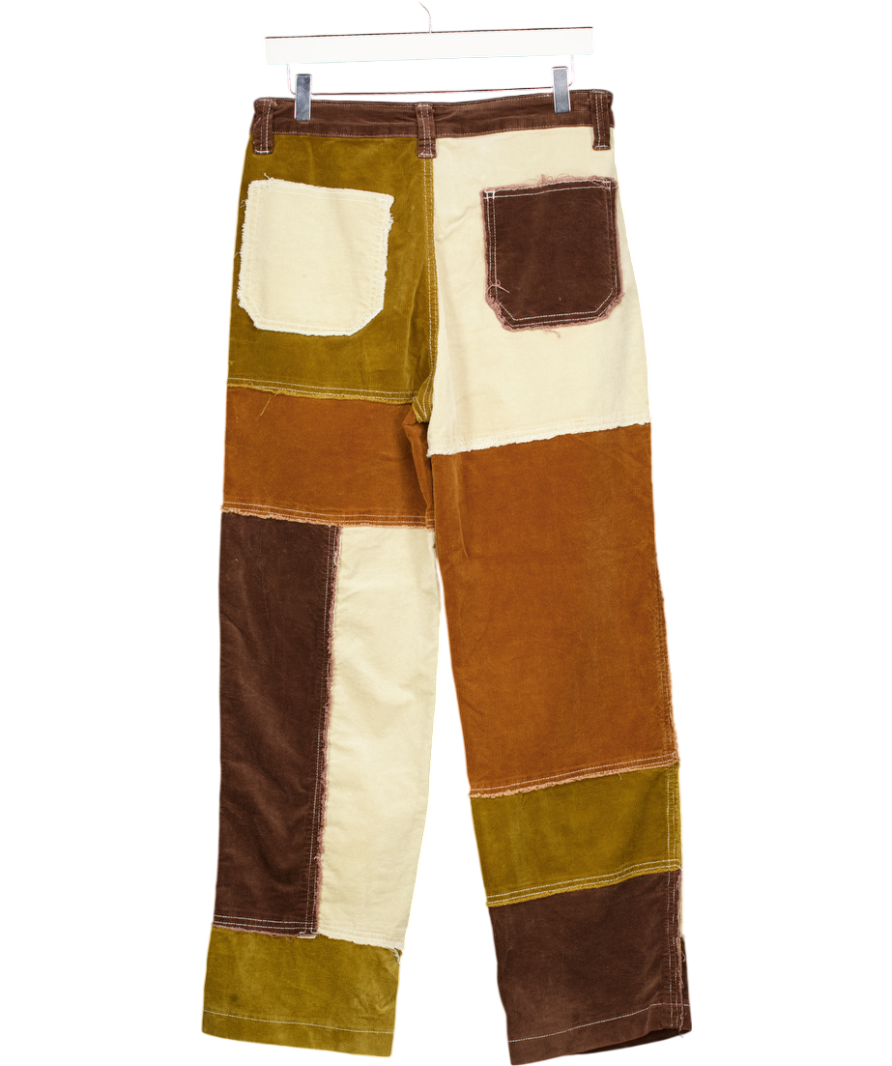 Jaded London Brown Frayed Patchwork Skate Fit Cord Jeans W30
