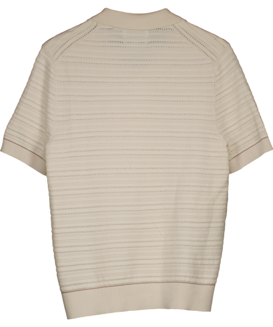 M&S Cream Cotton Rich Textured Knitted Shirt UK S