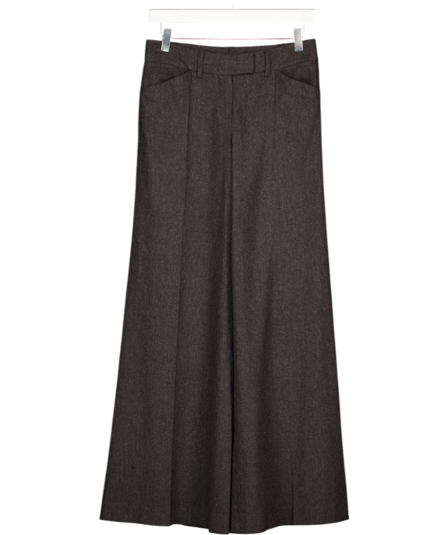 Theory Black Pull-0n Trousers In Sleek Flannel UK 4