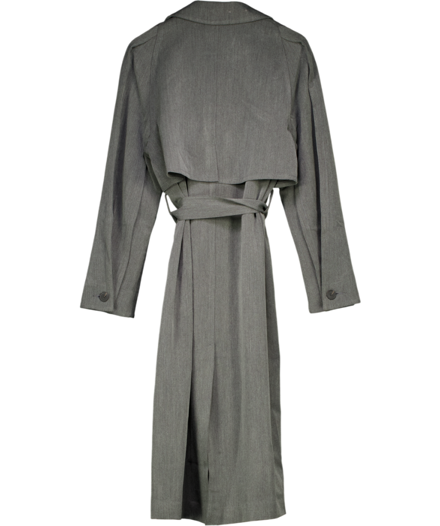 ASOS Grey Longline Trench Coat In Charcoal UK 10