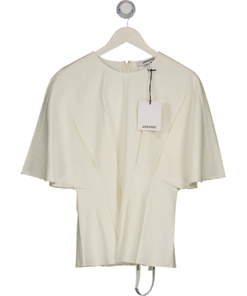 ARRANGE Cream Pleated Cinched Waist Top Co-ord UK 10