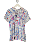 PAOLITA White Smoke & Mirrors Print Ruffle Sleeve Blouse UK S