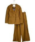 ARRANGE 2-piece Brown Twill Sculpted Blazer & Wide Leg Trouser Set UK 8