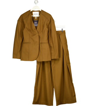 ARRANGE 2-piece Brown Twill Sculpted Blazer & Wide Leg Trouser Set UK 8