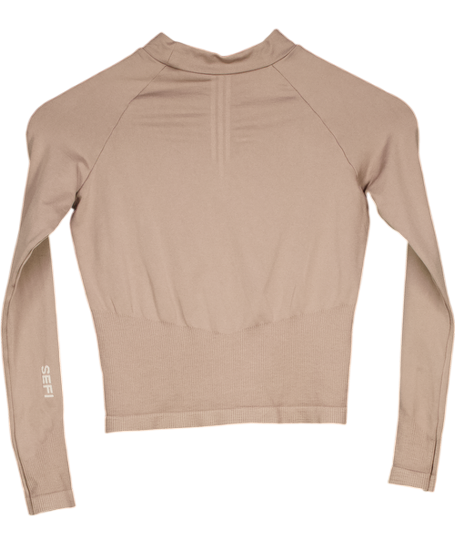 SEFI Brown Compression Long Sleeve Top And Headband Set UK XS