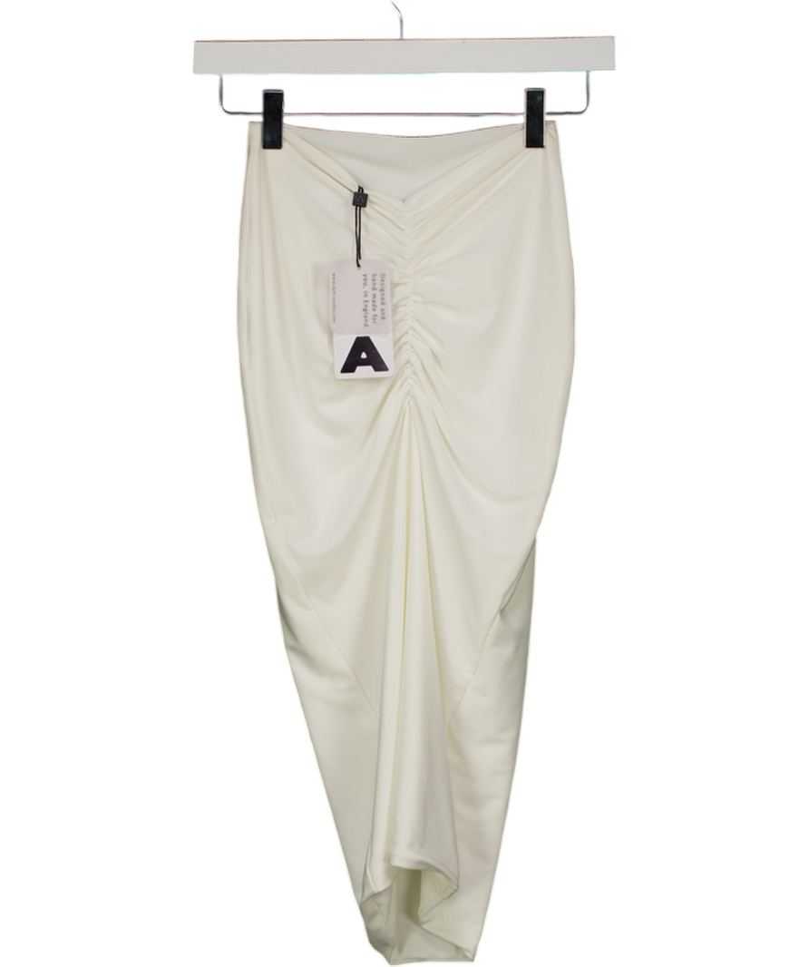 AYM White Ruched Front Skirt UK S