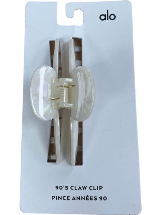 Alo Yoga White Pearl 90's Claw Clip with 100% Acetate Material
