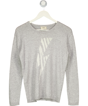 Hush Grey Bamboo Wool Blend Lightning bolt Crew Jumper UK S
