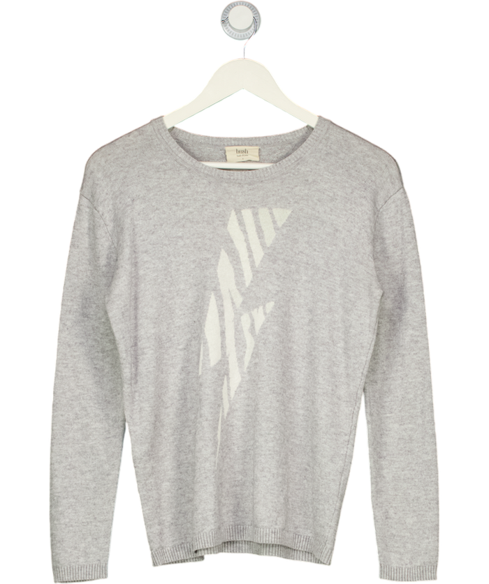 Hush Grey Bamboo Wool Blend Lightning bolt Crew Jumper UK S
