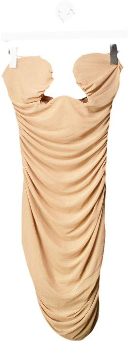 NaaNaa Brown Ruched Mesh Strapless Dress UK 8