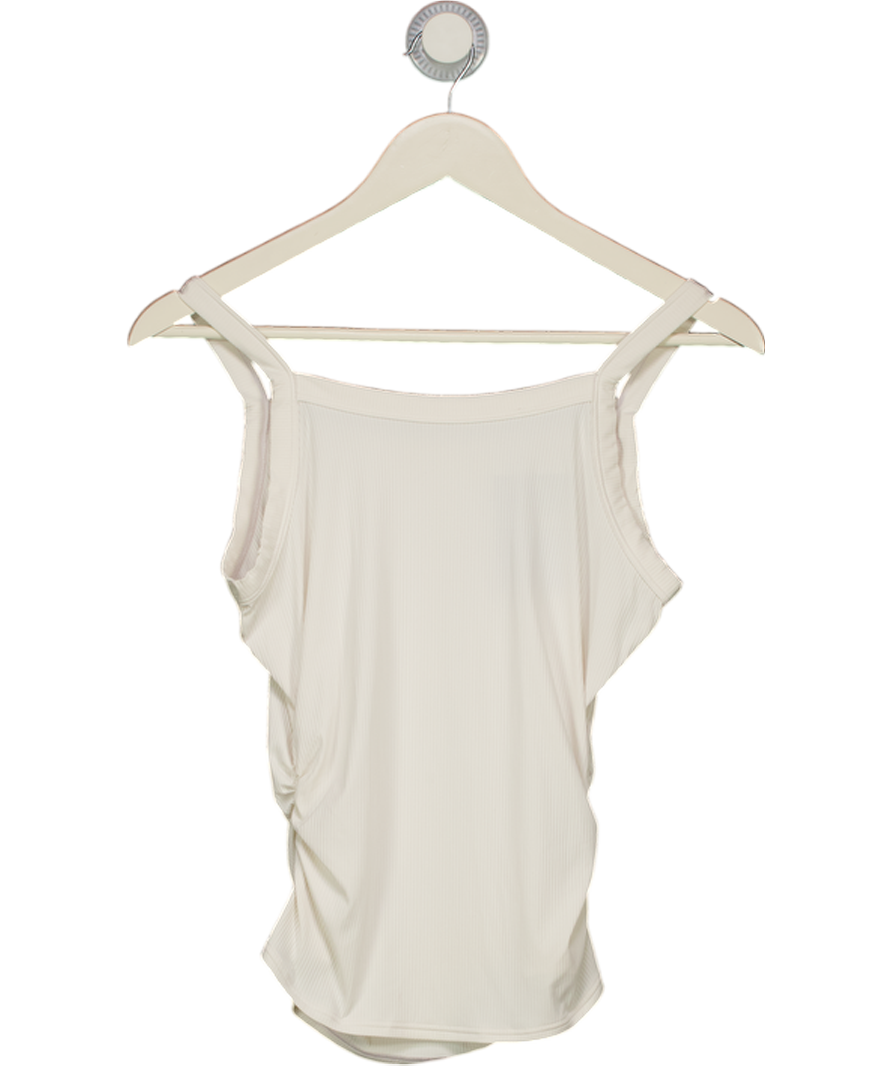 GYMSHARK White Ruched Side Logo Tank Top UK S